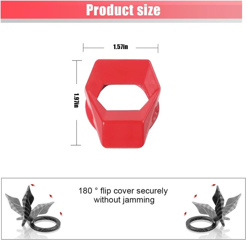 GLSOWEE Car Engine Start/Stop Button Cover, Zinc Alloy Car Push Button Start Cover Car Power Control Trim, Universal Key Ignition Switch Protective Cover for Cars, SUVs (Red) - Image 2